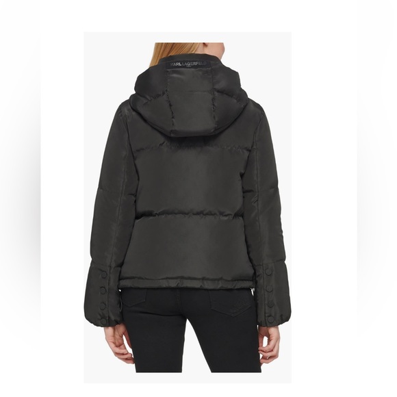 Karl Lagerfield Paris Short Hooded Down Puffer Jacket - Picture 2 of 8